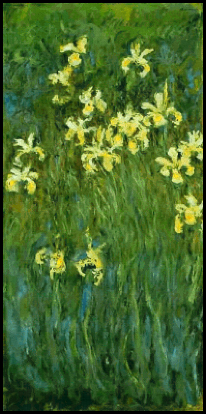 Yellow Irises Claude Monet Cross Stitch Pattern