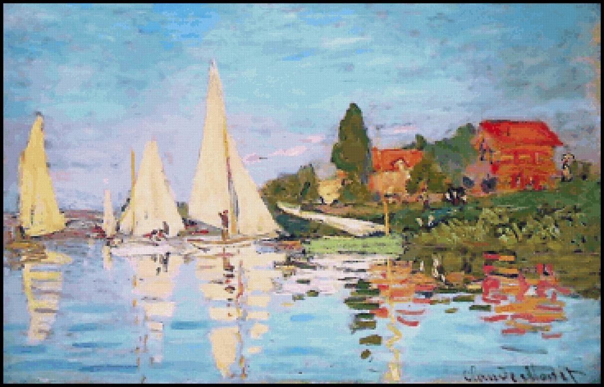 The Regatta at Argenteuil Claude Monet Cross Stitch Pattern