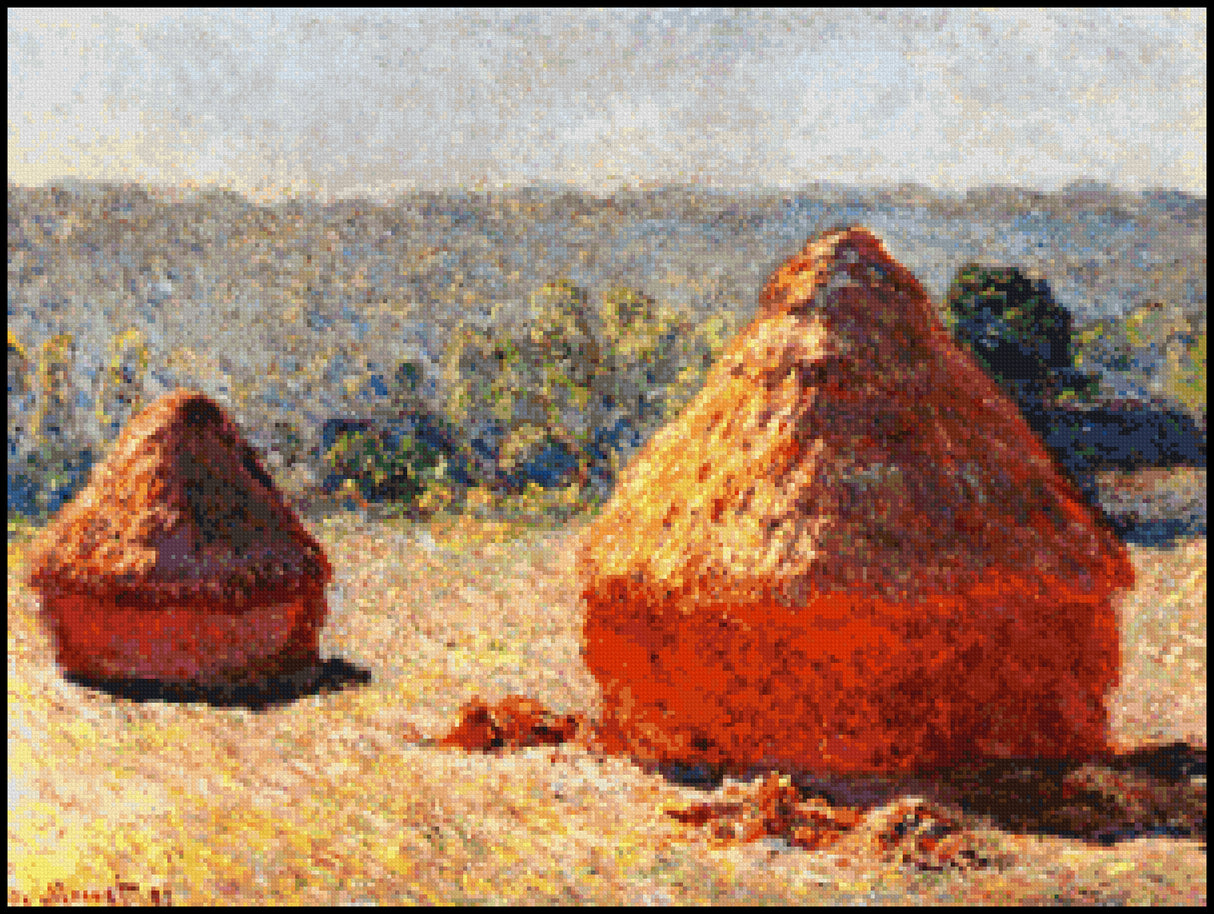 Haystacks End of the Summer Morning Claude Monet Cross Stitch Pattern