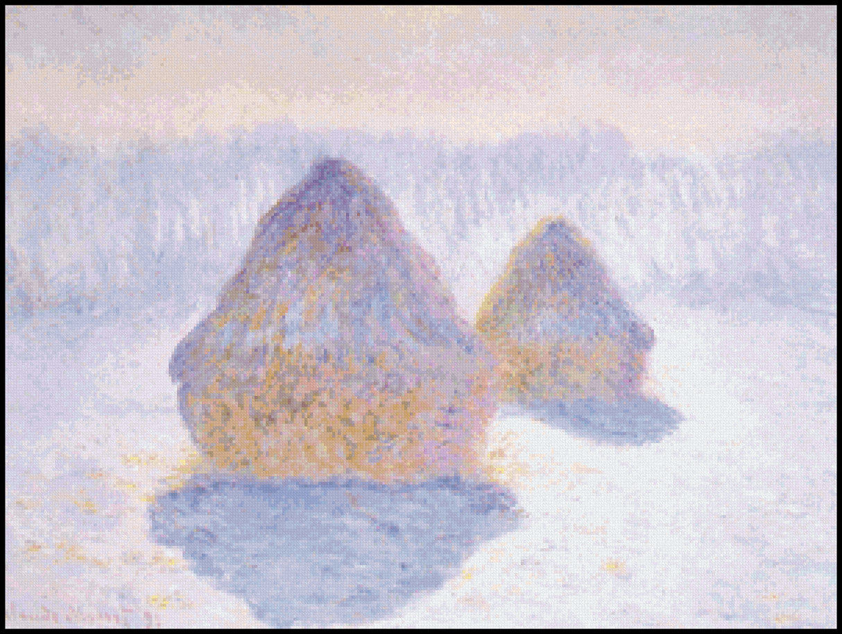 Haystacks (Effect of Snow and Sun) Claude Monet Cross Stitch Pattern