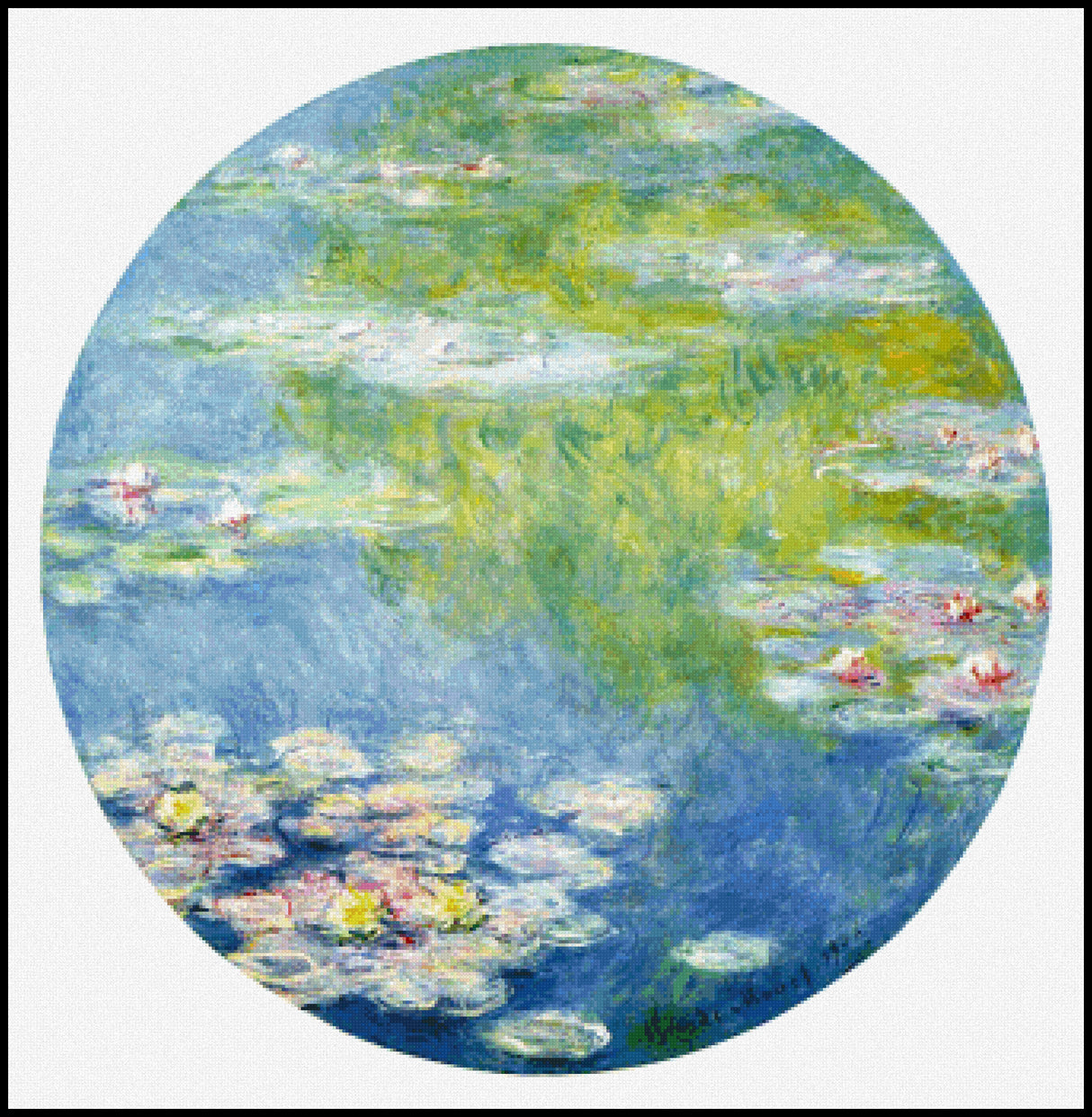 Water Lilies Yellow Claude Monet Cross Stitch Pattern