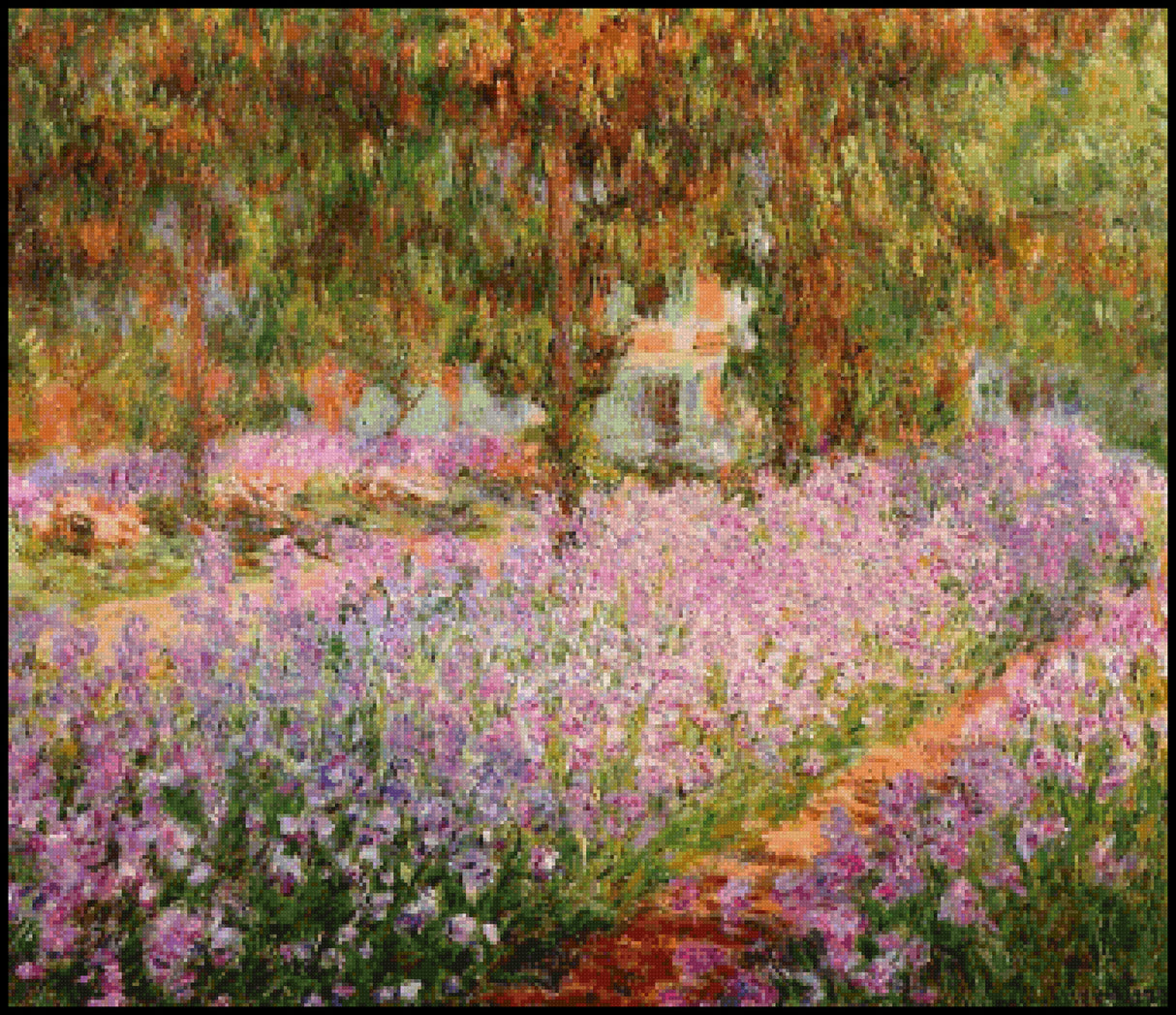 Irises in Monet's Garden Claude Monet Cross Stitch Pattern
