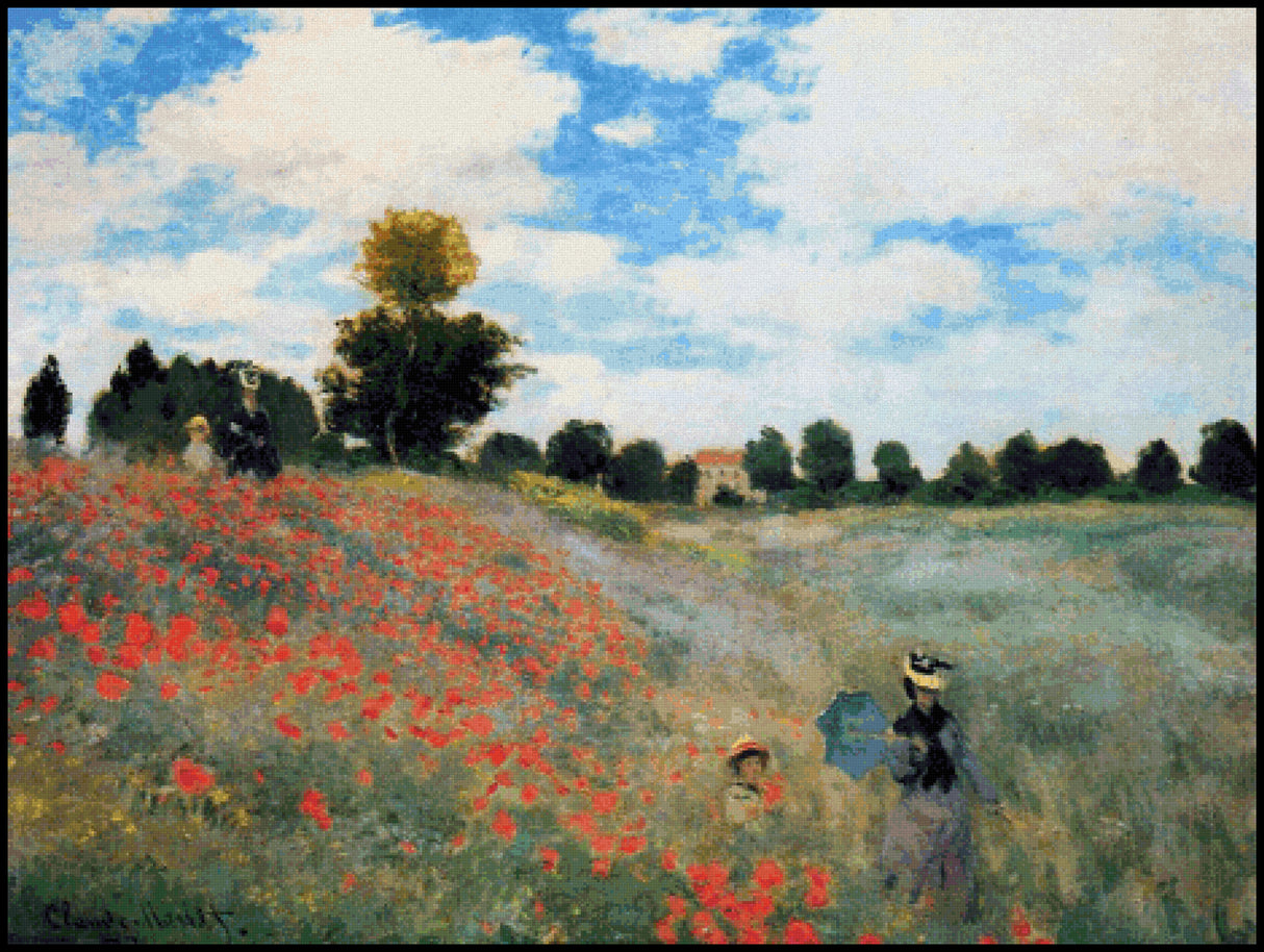 Wild Poppies Near Argenteuil Claude Monet Cross Stitch Pattern