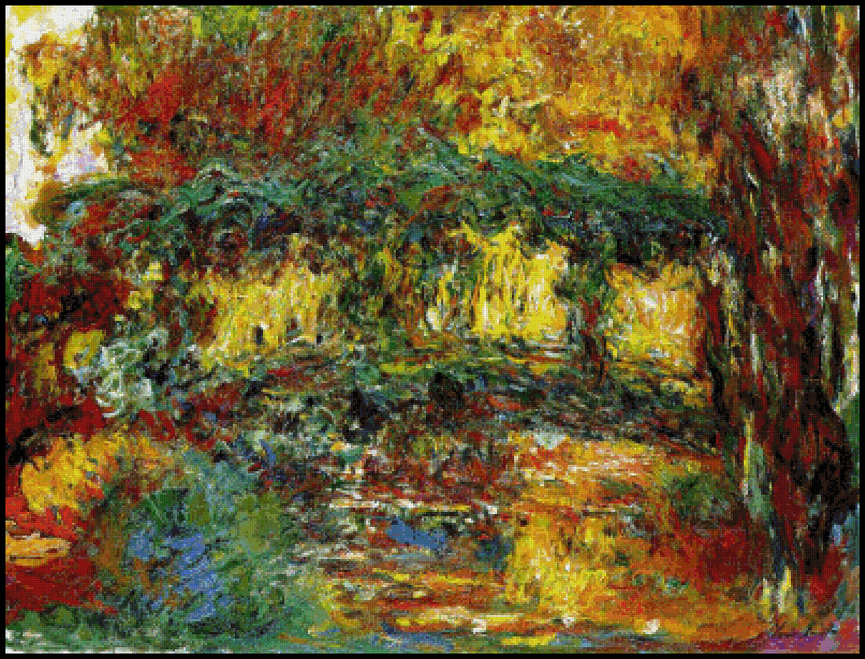 The Japanese Footbridge Claude Monet Cross Stitch Pattern