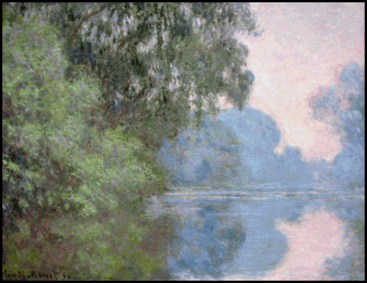 Morning on the Seine near Giverny Claude Monet Cross Stitch Pattern