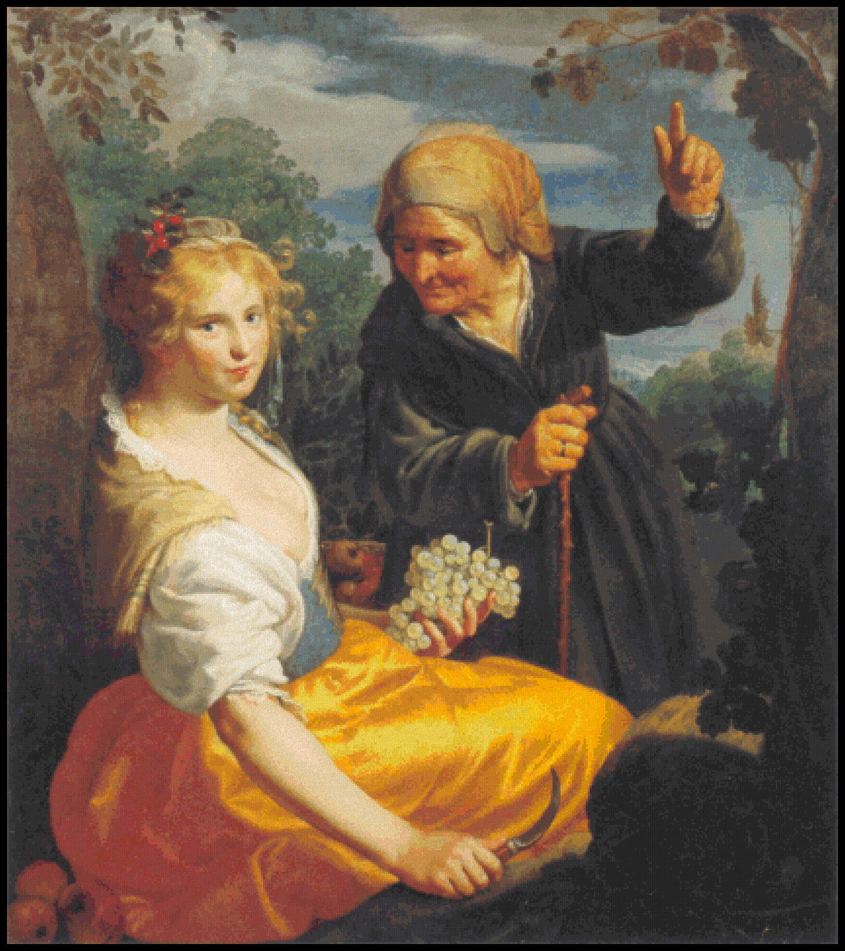 Vertumnus and Pomona Paulus Moreelse Cross Stitch Pattern