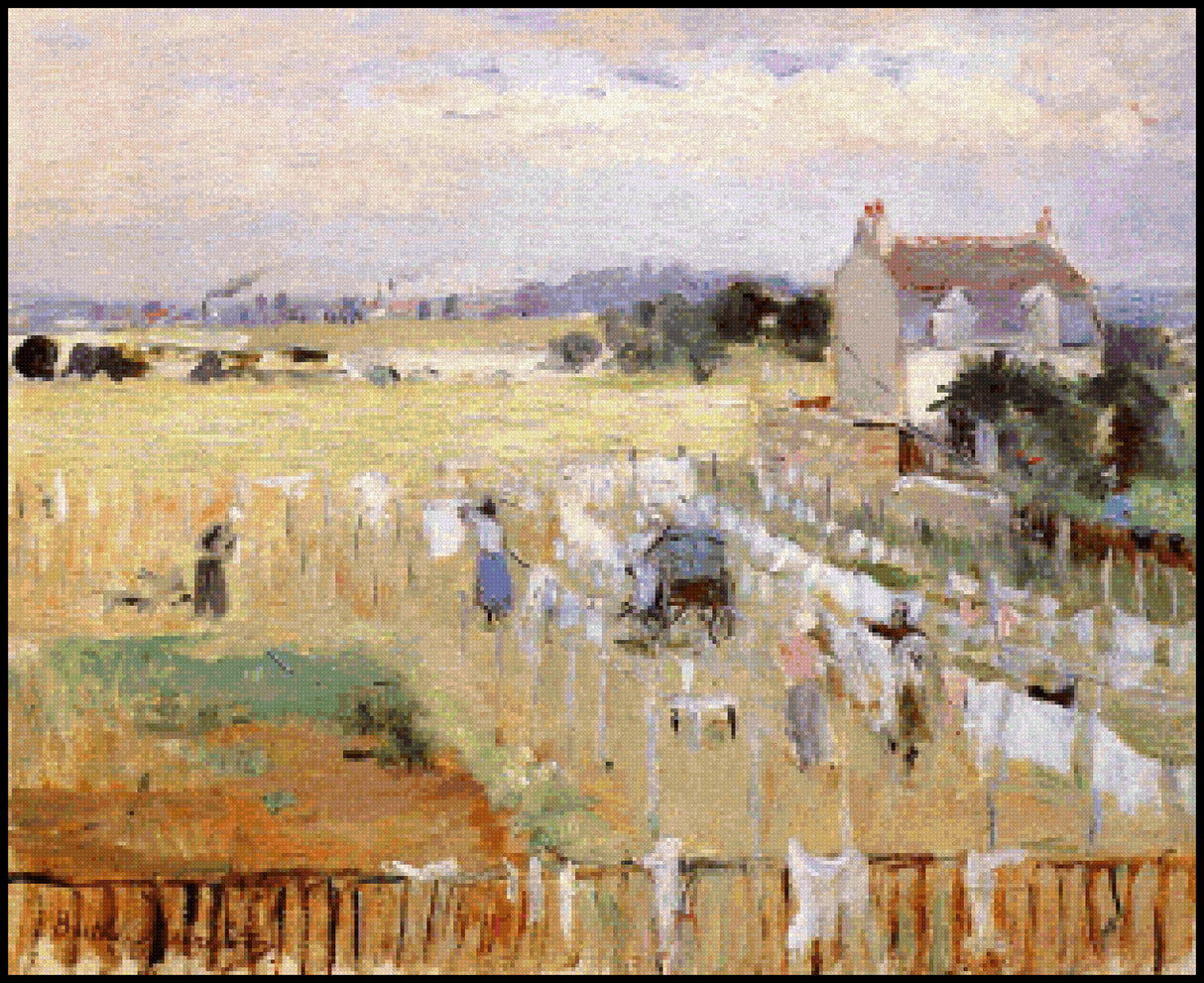 Hanging the Laundry out to Dry Berthe Morisot Cross Stitch Pattern