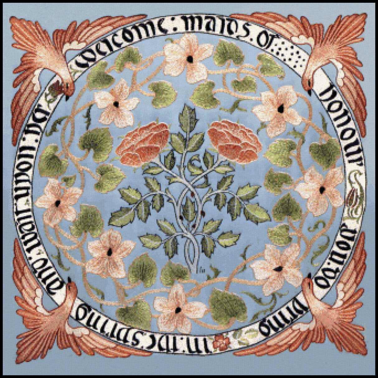Welcome Maids of Honour May Morris Cross Stitch Pattern