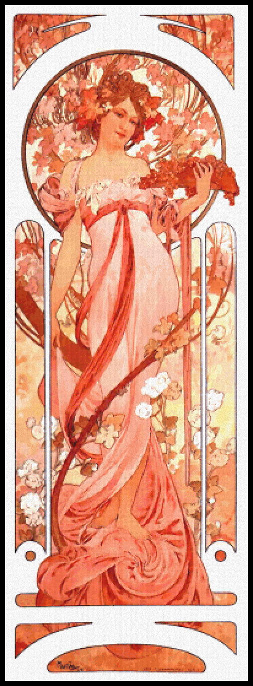 Moet & Chandon Champagne White Star (without text) Alphonse Mucha Cross Stitch Pattern