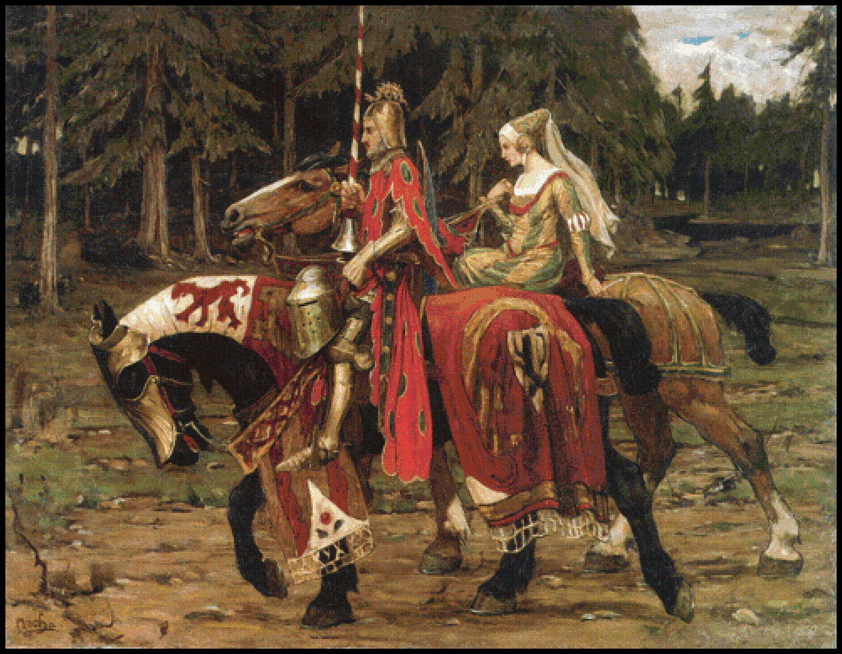 Heraldic Chivalry Alphonse Mucha Cross Stitch Pattern