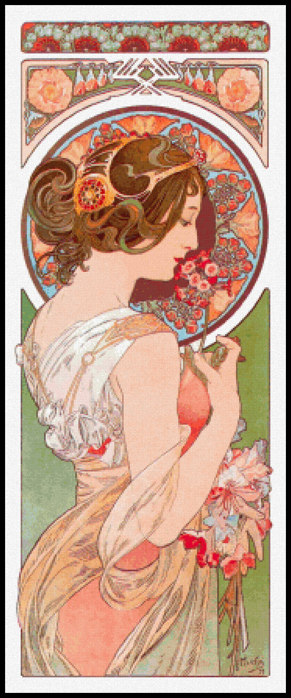 Primrose Alphonse Mucha Cross Stitch Pattern