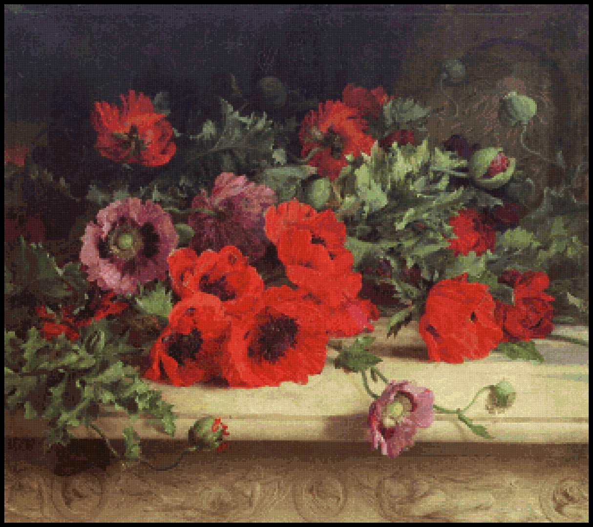 Poppies William Jabez Muckley Cross Stitch Pattern
