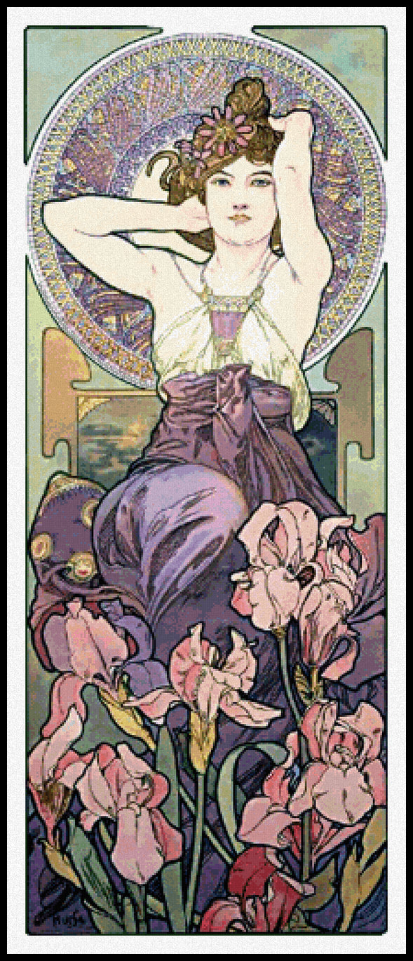 Amethyst Alphonse Mucha Cross Stitch Pattern