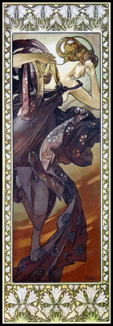 Evening Star Alphonse Mucha Cross Stitch Pattern