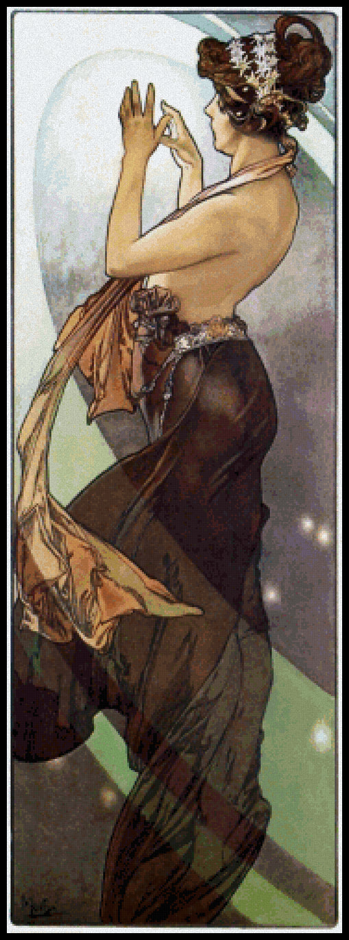 Pole Star (without floral border) Alphonse Mucha Cross Stitch Pattern