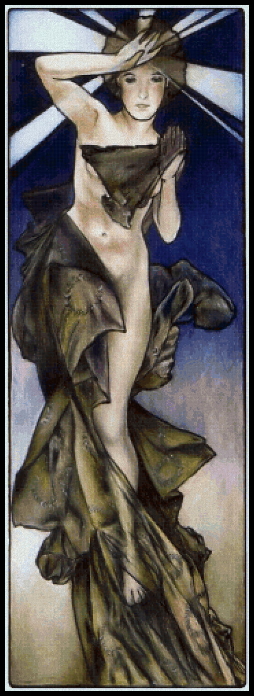 Morning Star (without floral border) Alphonse Mucha Cross Stitch Pattern