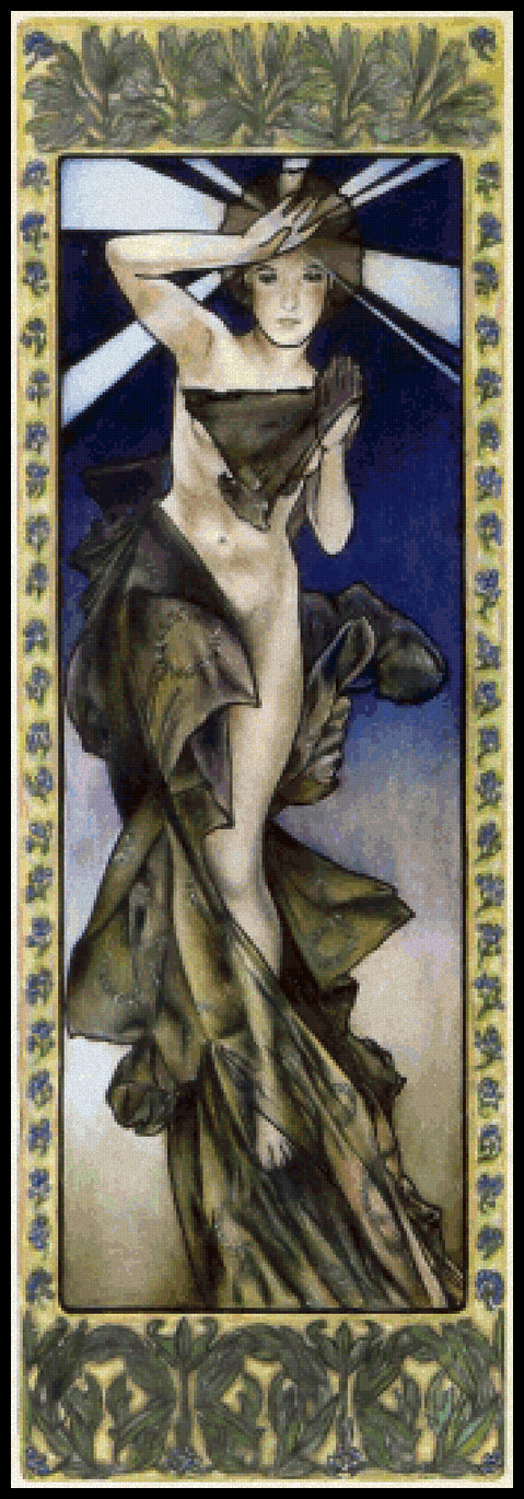 Morning Star Alphonse Mucha Cross Stitch Pattern