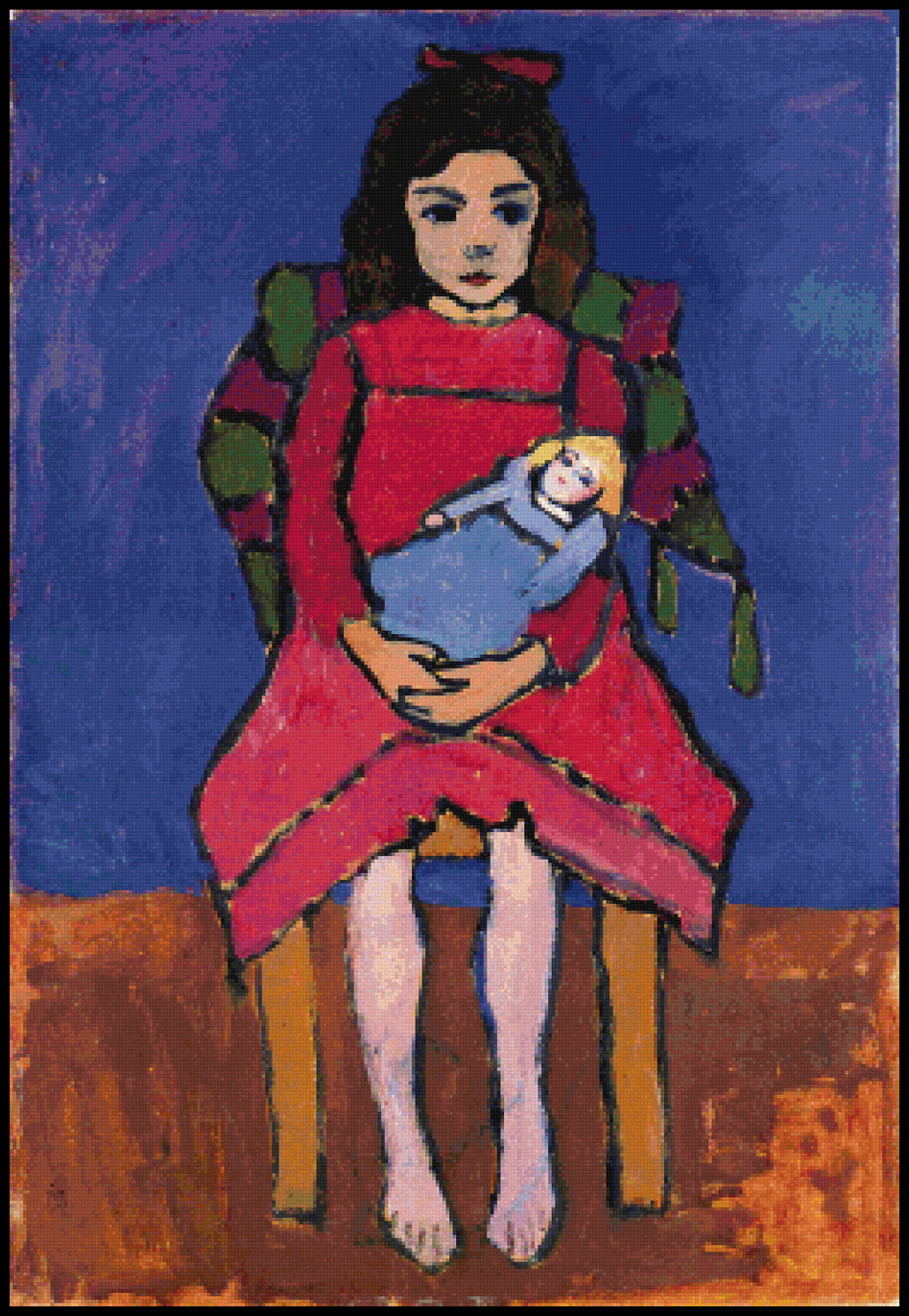 Girl with Doll Gabriele Munter Cross Stitch Pattern