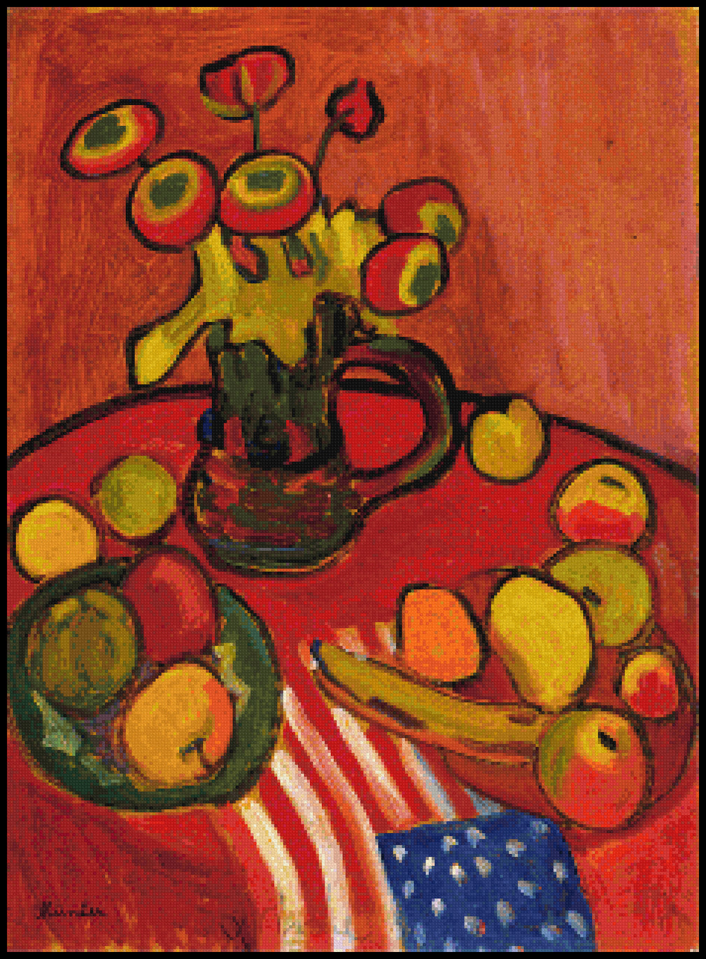 Still Life Red Gabriele Munter Cross Stitch Pattern