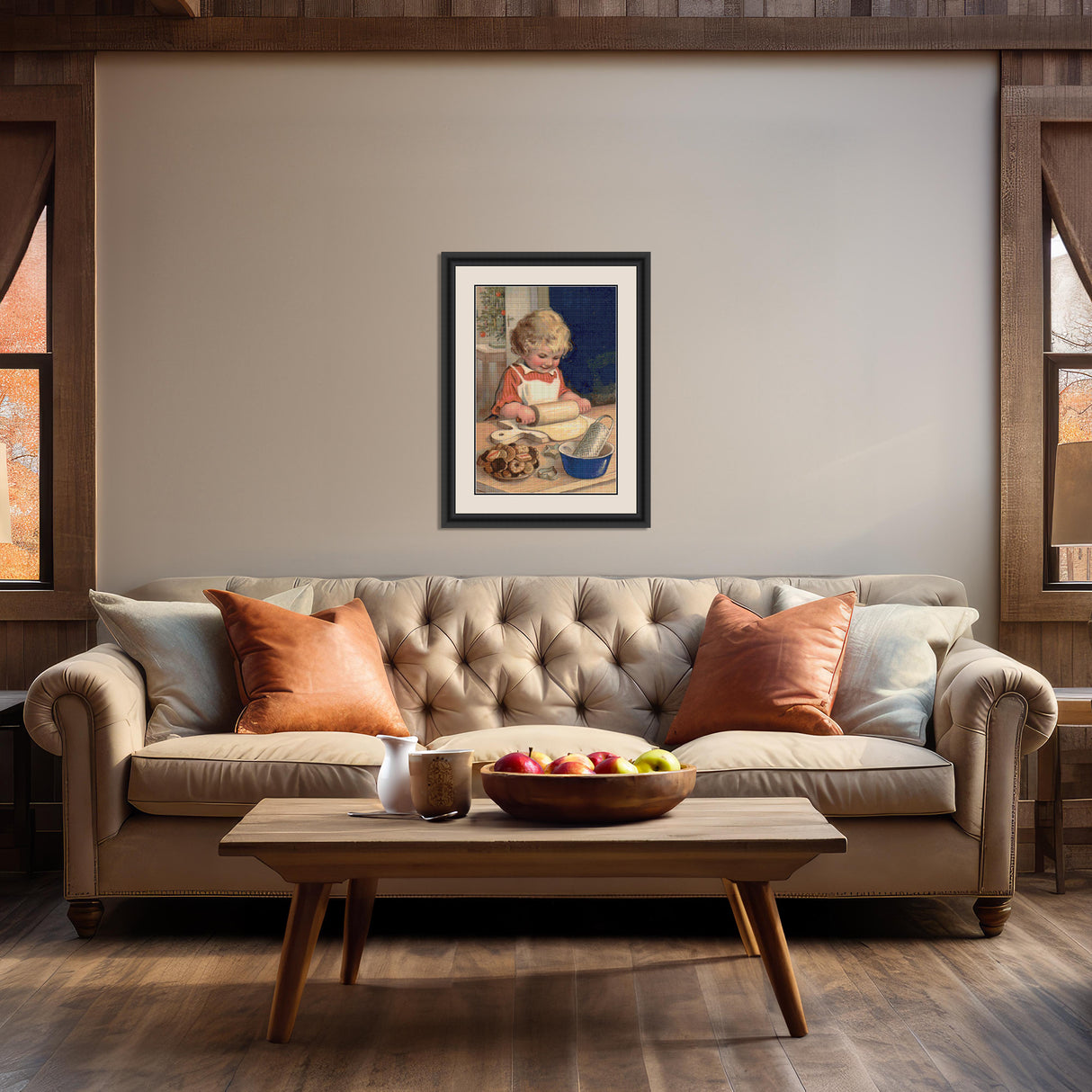 Little Girl Making Cookies Cross Stitch Pattern