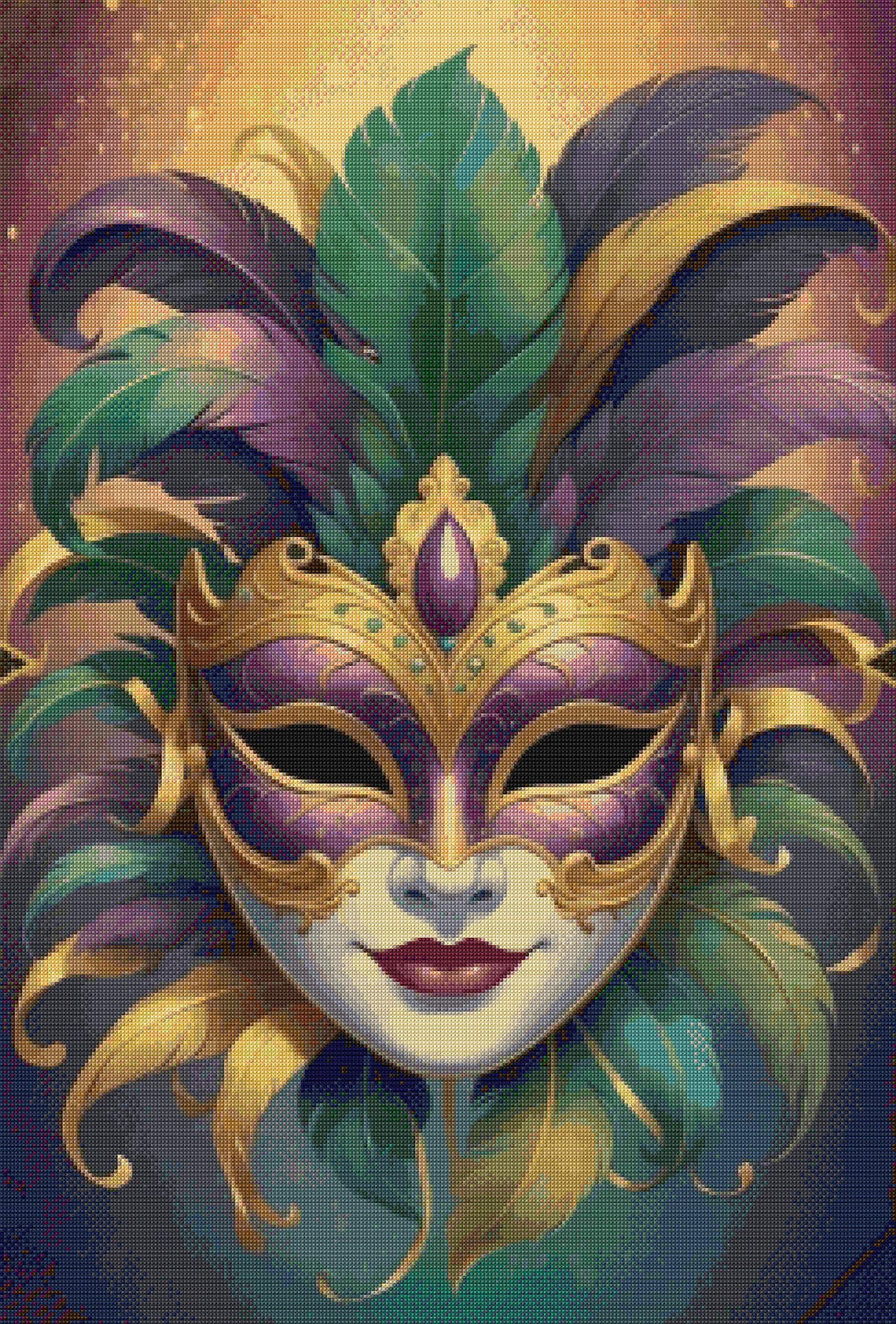 Mardi Gras Masquerade Mask Cross Stitch Pattern