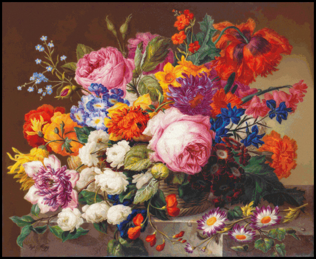 Corbeille de Fleurs Joseph Nigg Cross Stitch Pattern
