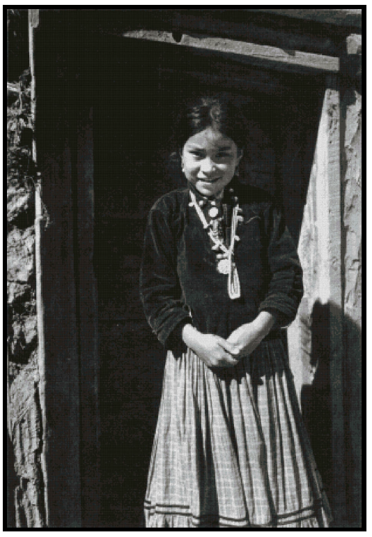 Navaho Girl, Canyon de Chelly, Arizona - Ansel Adams Cross Stitch Pattern