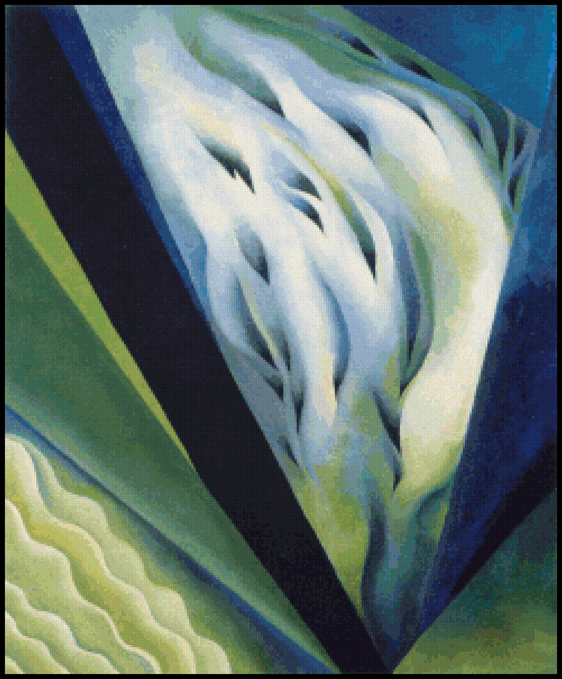 Blue and Green Music Georgia OKeeffe Cross Stitch Pattern