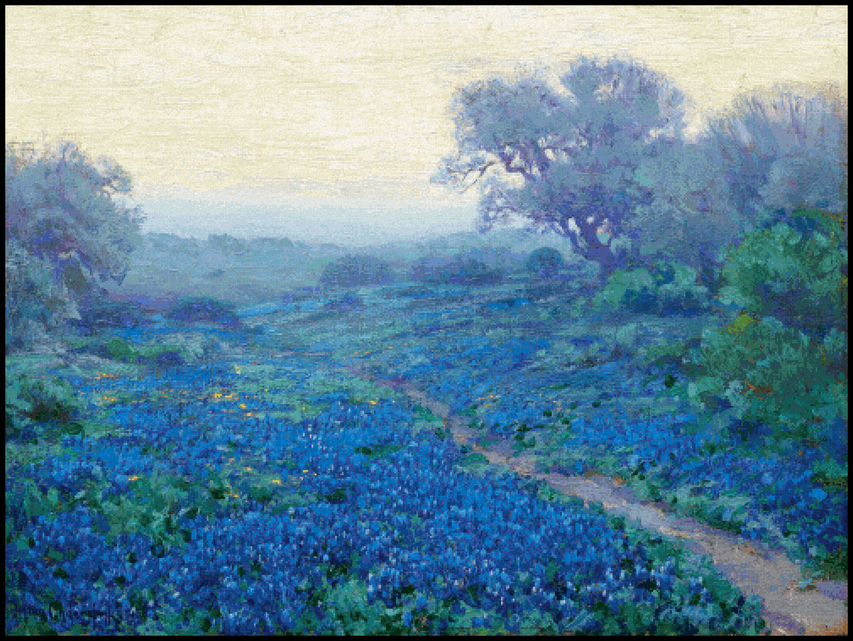 Bluebonnets at Sunrise Julian Onderdonk Cross Stitch Pattern