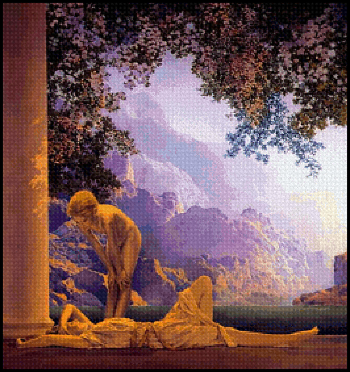 Daybreak (detail) Maxfield Parrish Cross Stitch Pattern