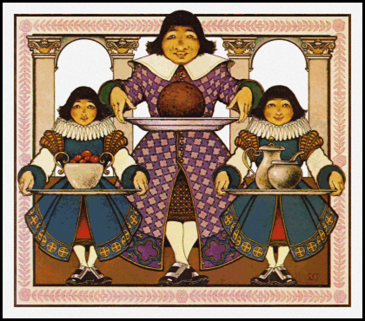 Christmas Pudding Maxfield Parrish Cross Stitch Pattern