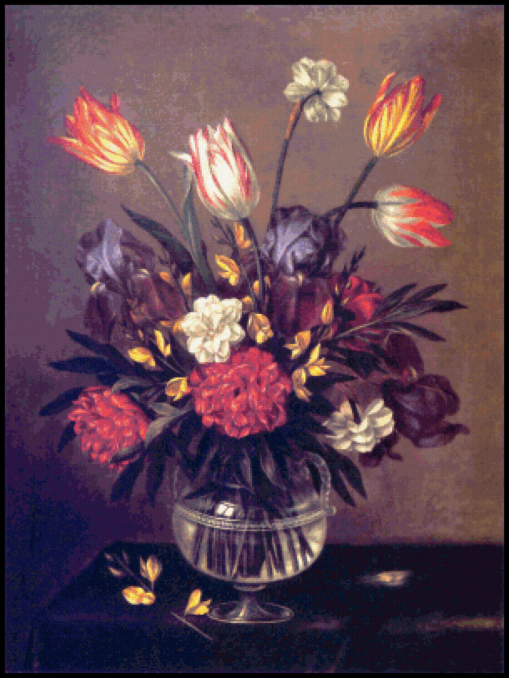 Vase of Flowers Antonio Ponce Cross Stitch Pattern