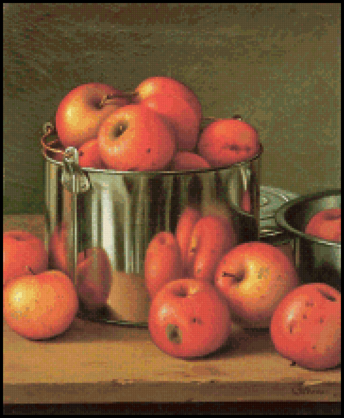 Apples in a Tin Pail Levi Wells Prentice Cross Stitch Pattern