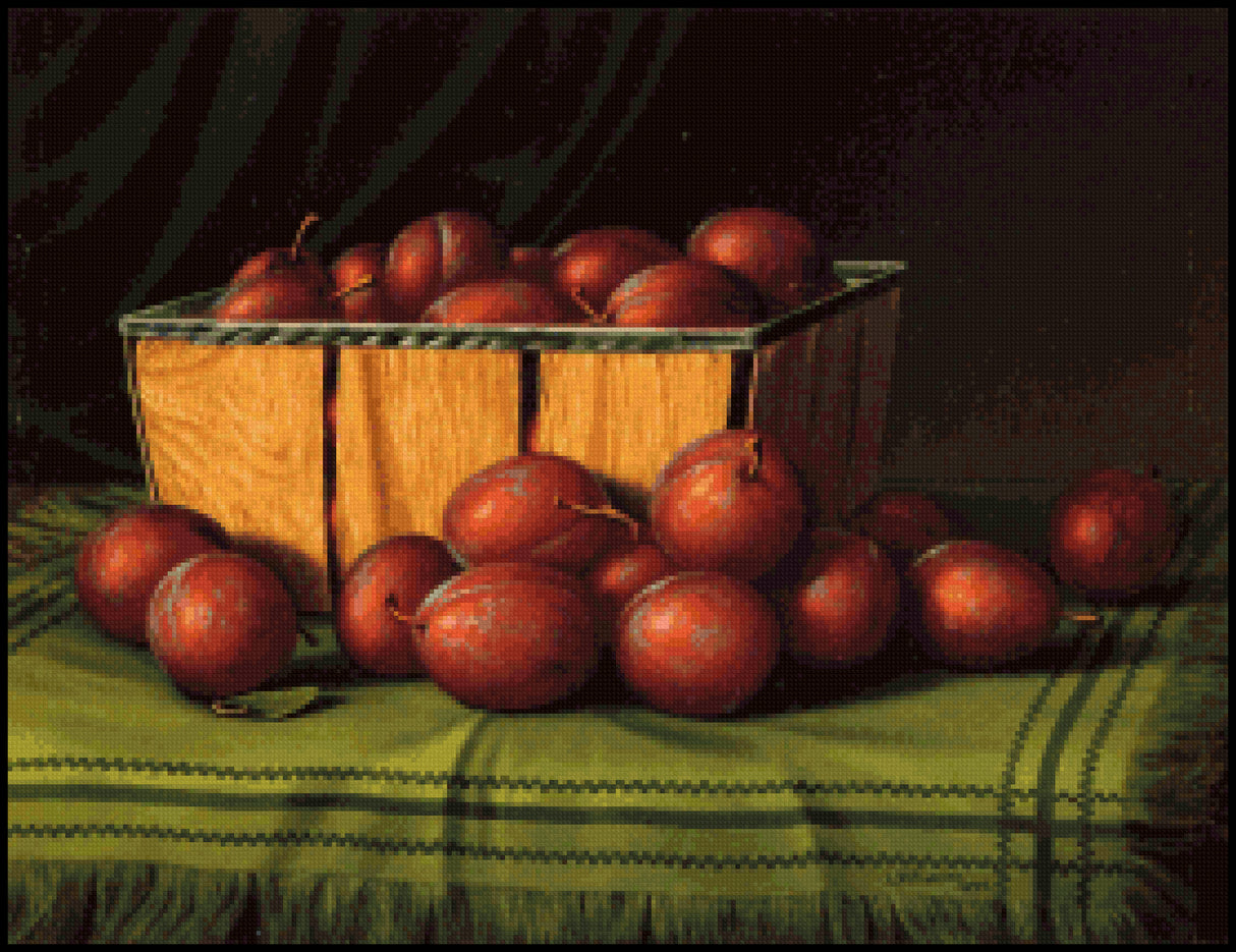 Basket of Plums Levi Wells Prentice Cross Stitch Pattern