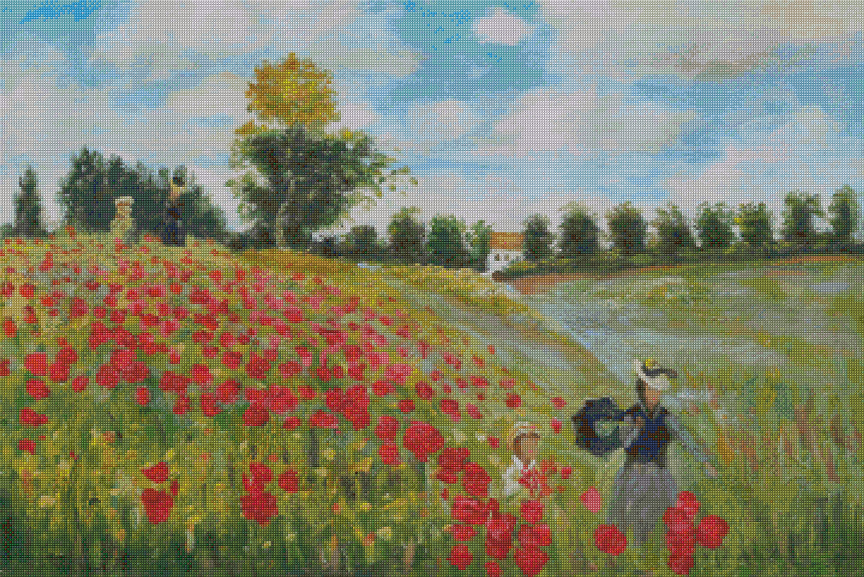 Poppies at Argenteuil Monet Cross Stitch Pattern