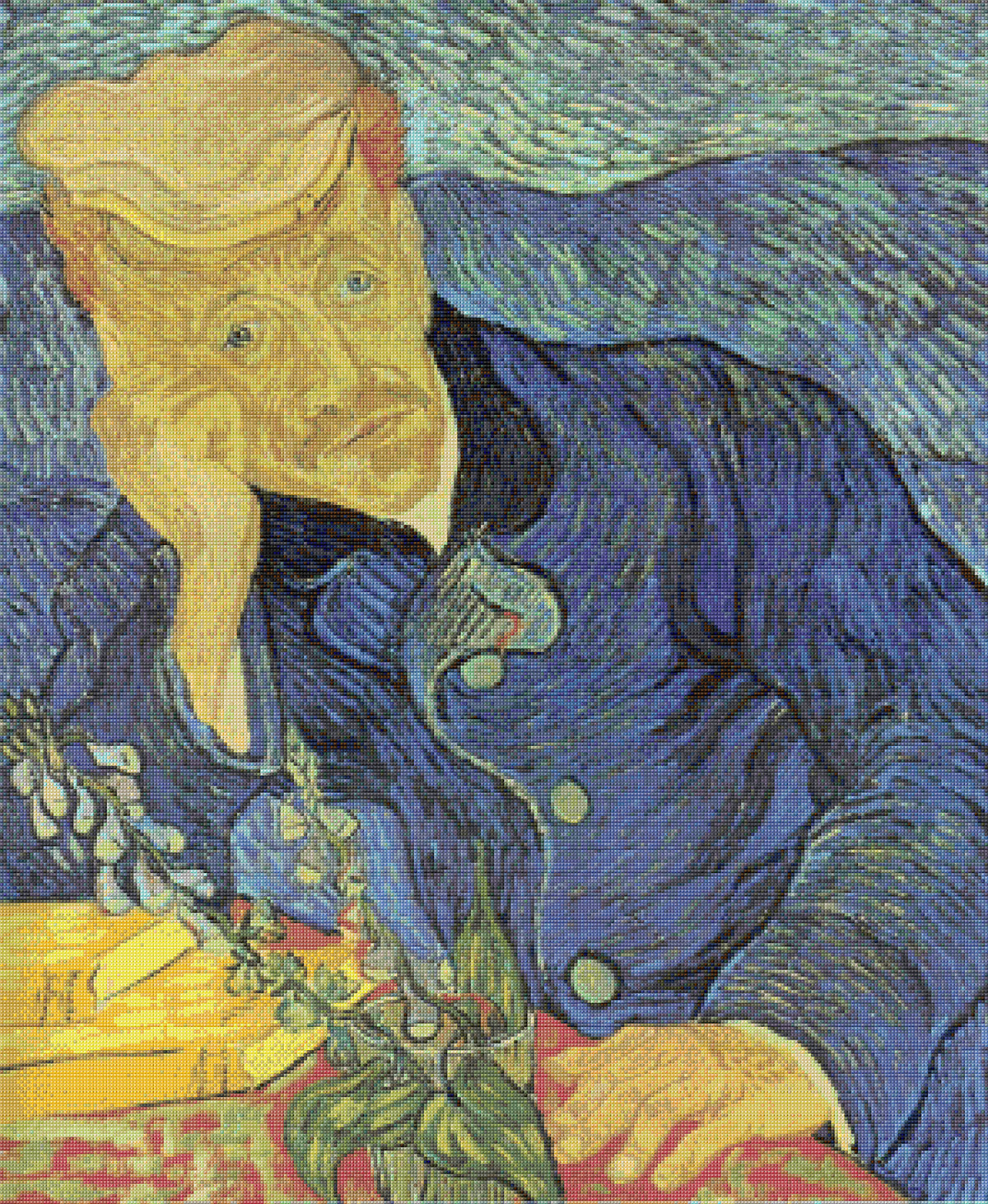 Portrait of Doctor Gachet van Gogh Cross Stitch Pattern