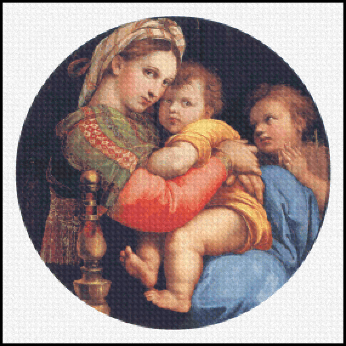 Madonna of the Chair Raphael Cross Stitch Pattern
