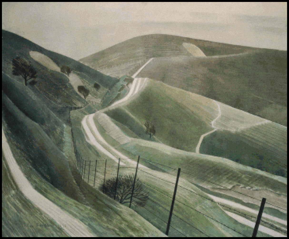 Chalk Paths Eric Ravilious Cross Stitch Pattern