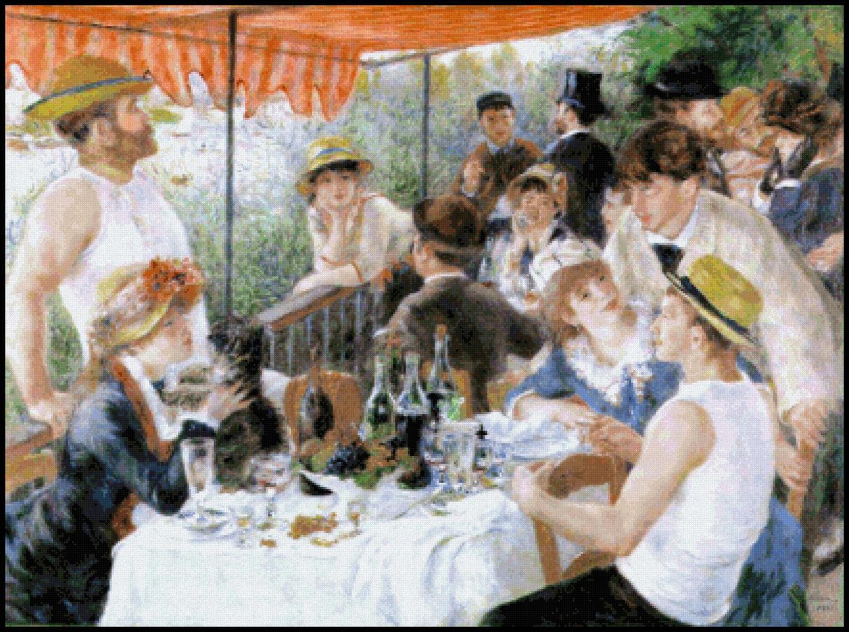 Luncheon of the Boating Party Pierre Auguste Renoir Cross Stitch Pattern