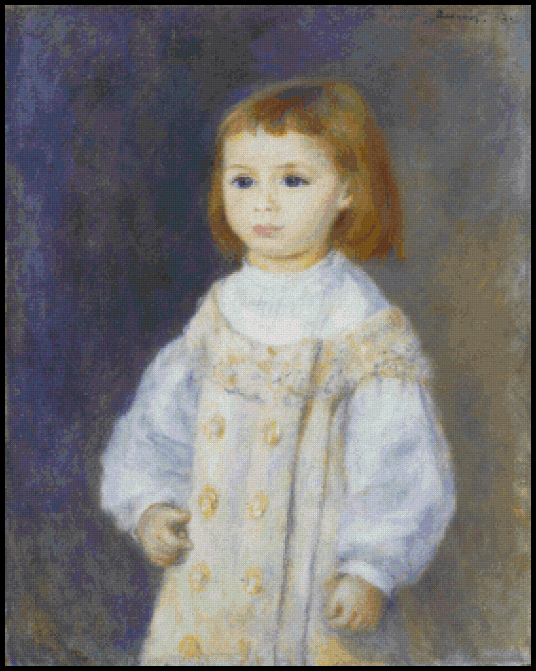 Child in a White Dress Pierre Auguste Renoir Cross Stitch Pattern