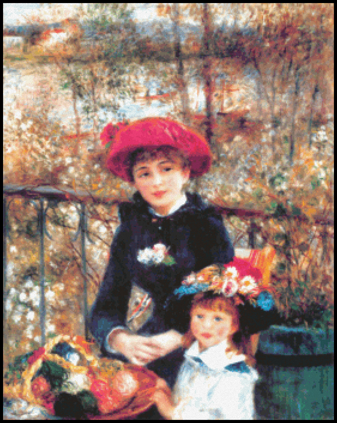 Two Sisters (On The Terrace) Pierre Auguste Renoir Cross Stitch Pattern