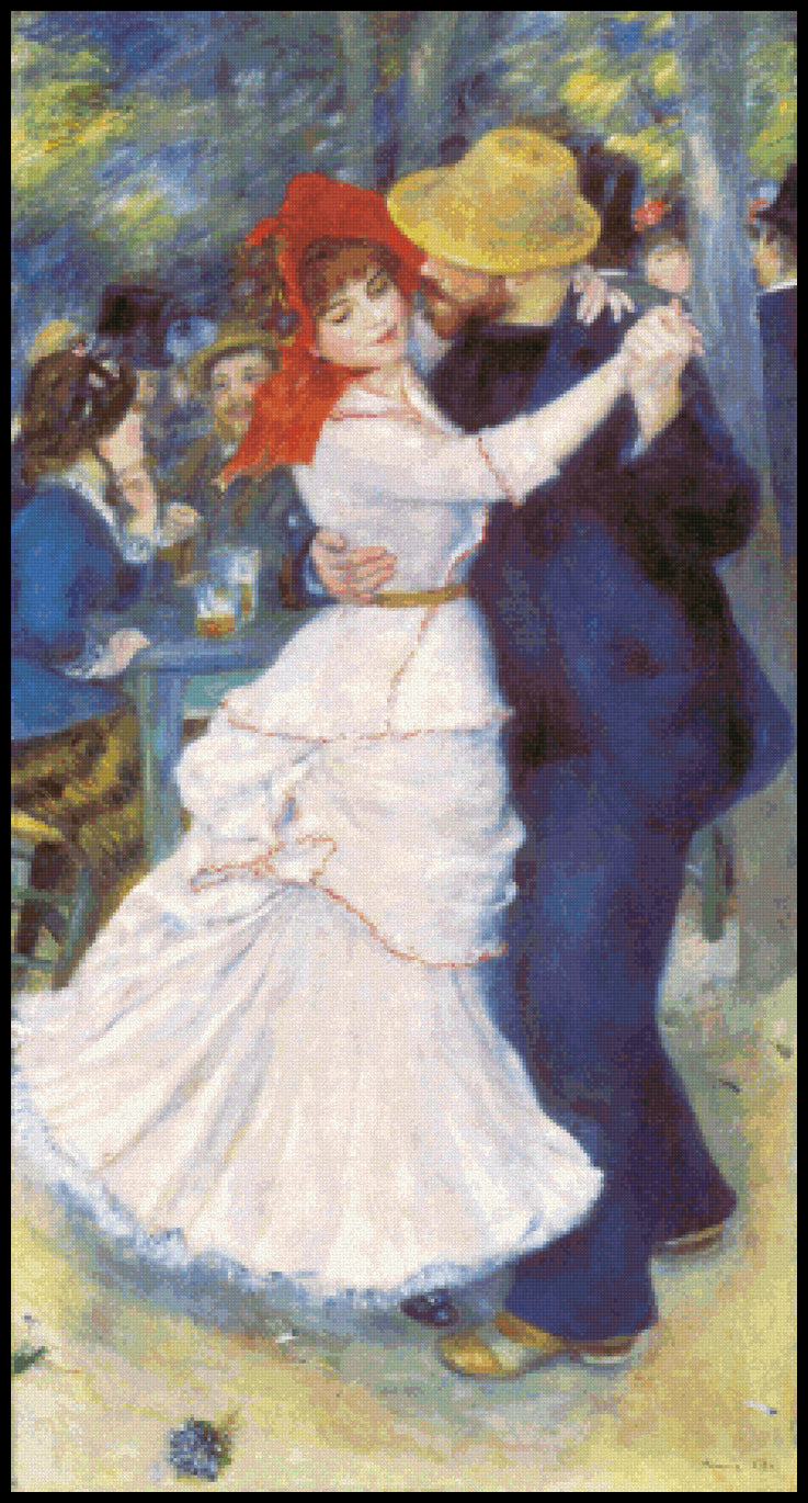 Dance at Bougival Pierre Auguste Renoir Cross Stitch Pattern
