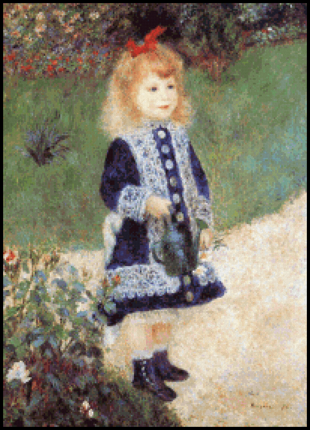 Girl with a Watering Can Pierre Auguste Renoir Cross Stitch Pattern