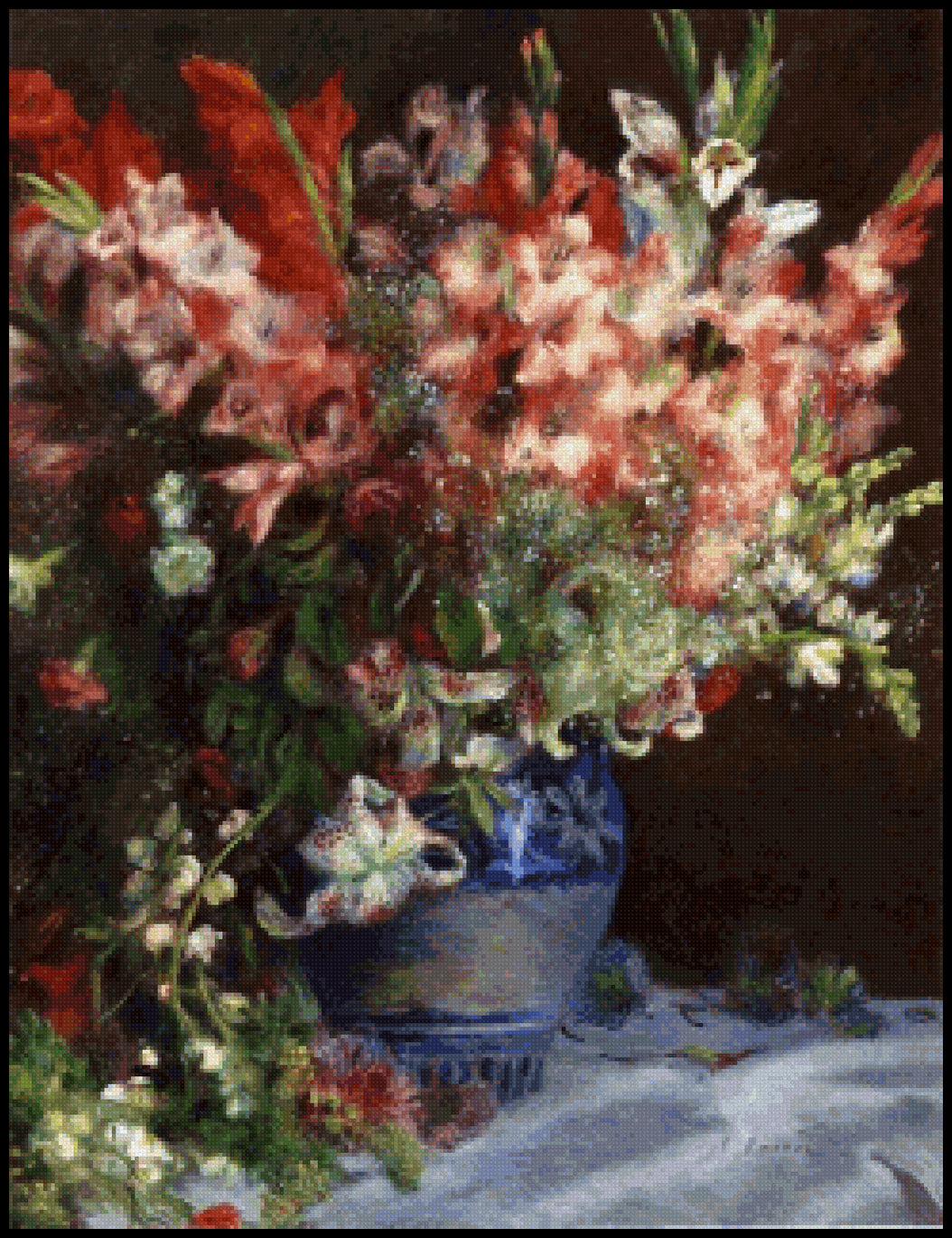 Gladioli in a Vase Pierre Auguste Renoir Cross Stitch Pattern