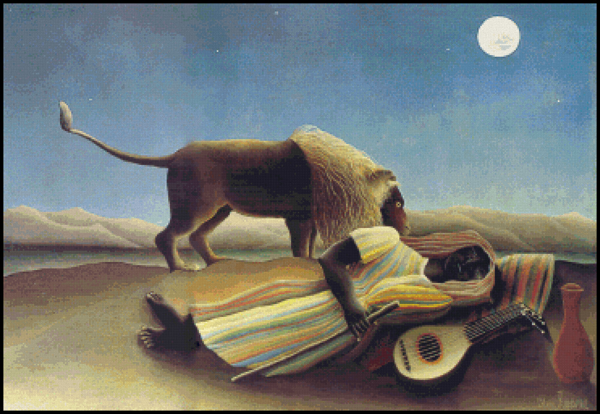 The Sleeping Gypsy Henri Rousseau Cross Stitch Pattern