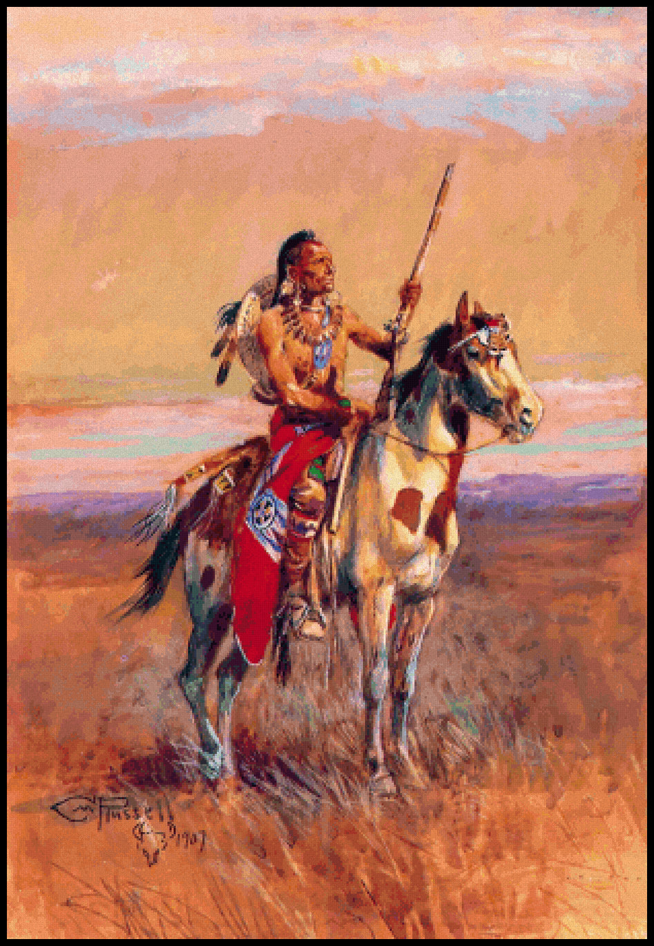 The Scout Charles M. Russell Cross Stitch Pattern