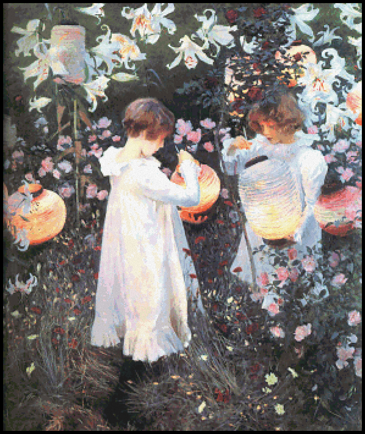 Carnation Lily Lily Rose John Singer Sargent Cross Stitch Pattern
