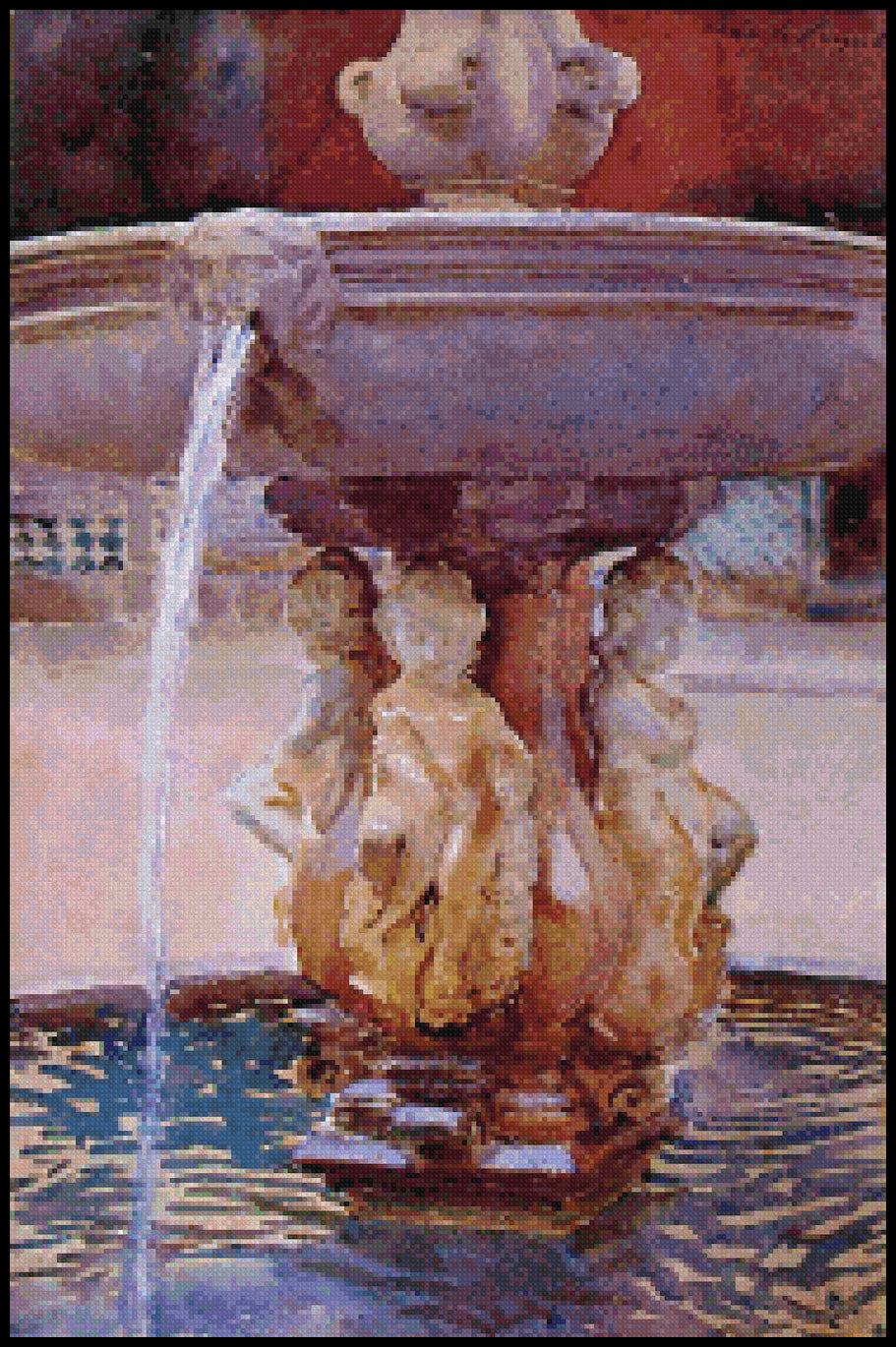 Spanish Fountain John Singer Sargent Cross Stitch Pattern