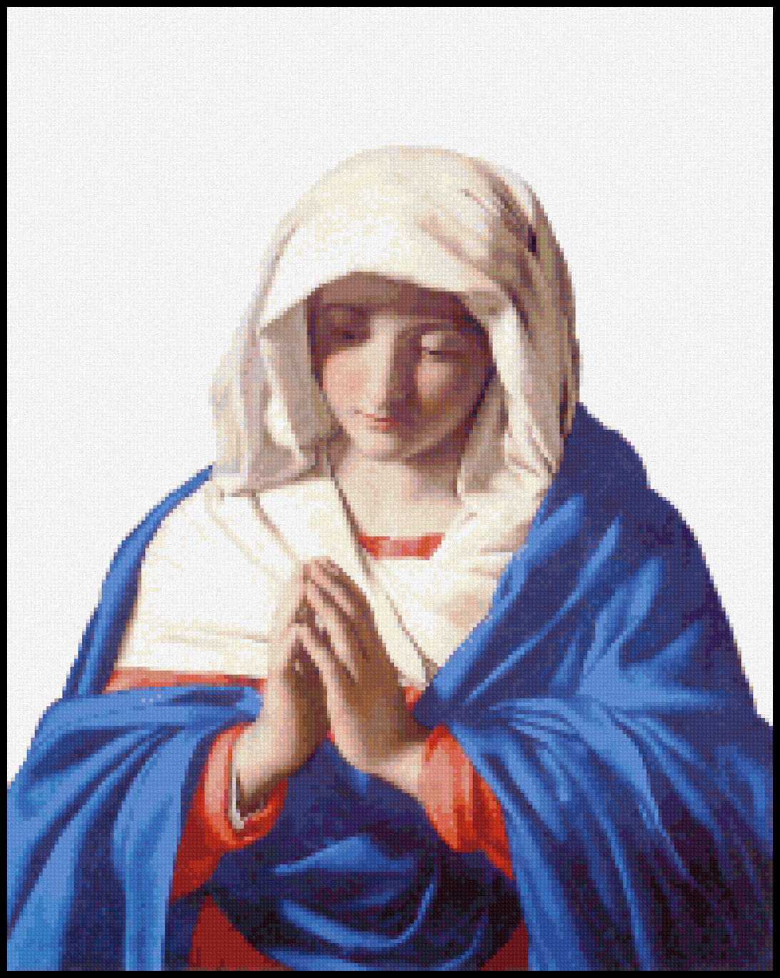 The Virgin in Prayer (white background) Sassoferrato Cross Stitch Pattern