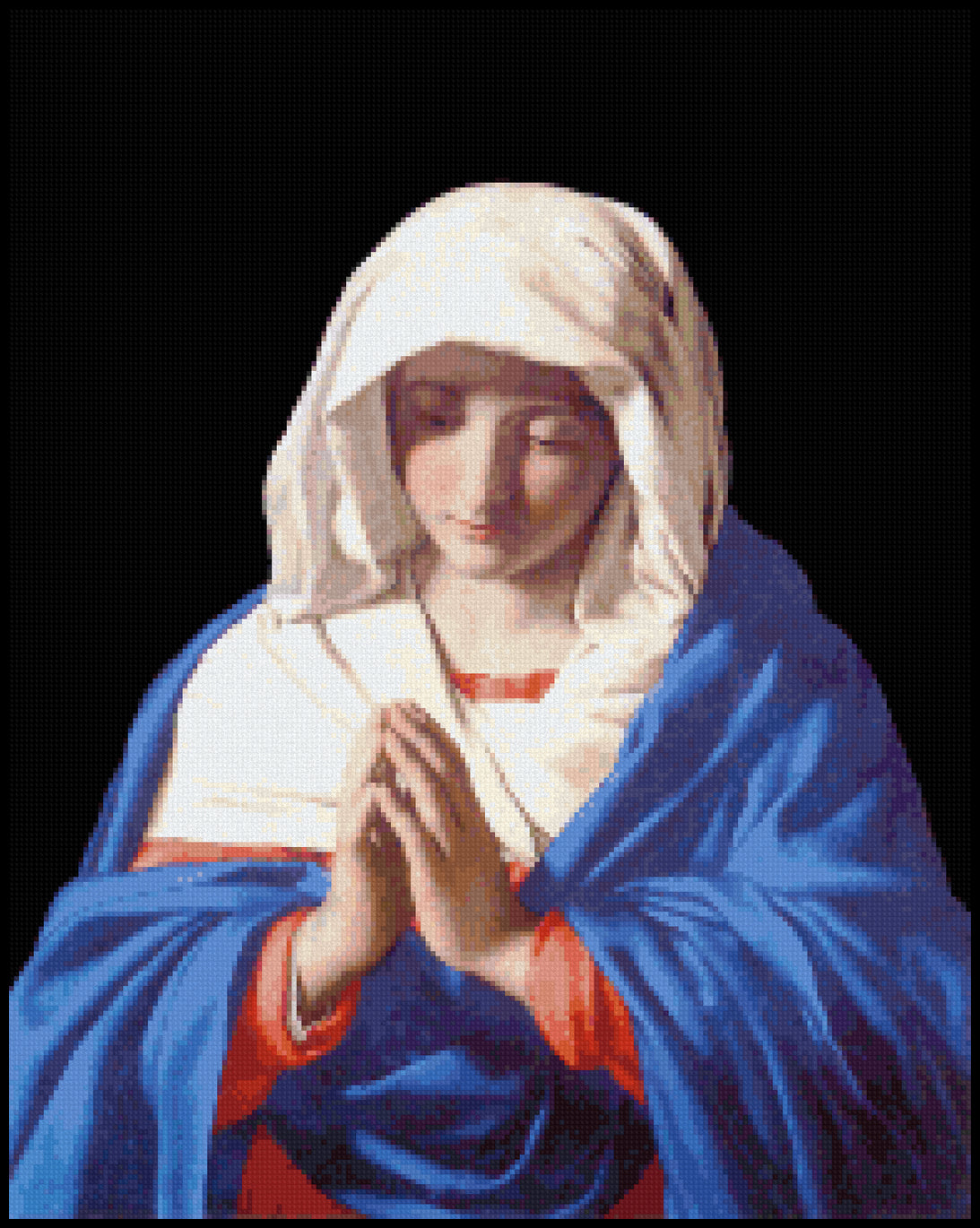 The Virgin in Prayer Sassoferrato Cross Stitch Pattern